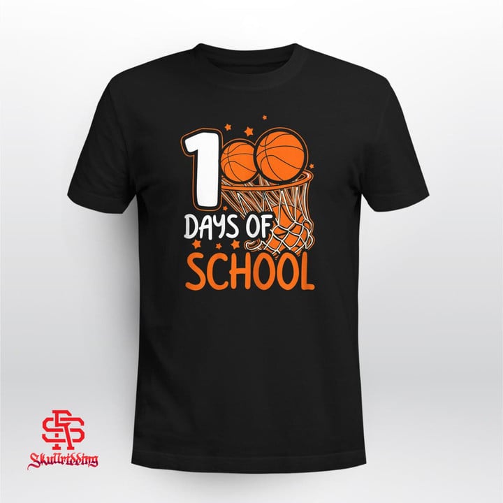 100th Day of School Basketball Kids 100 Days Of School T-Shirt