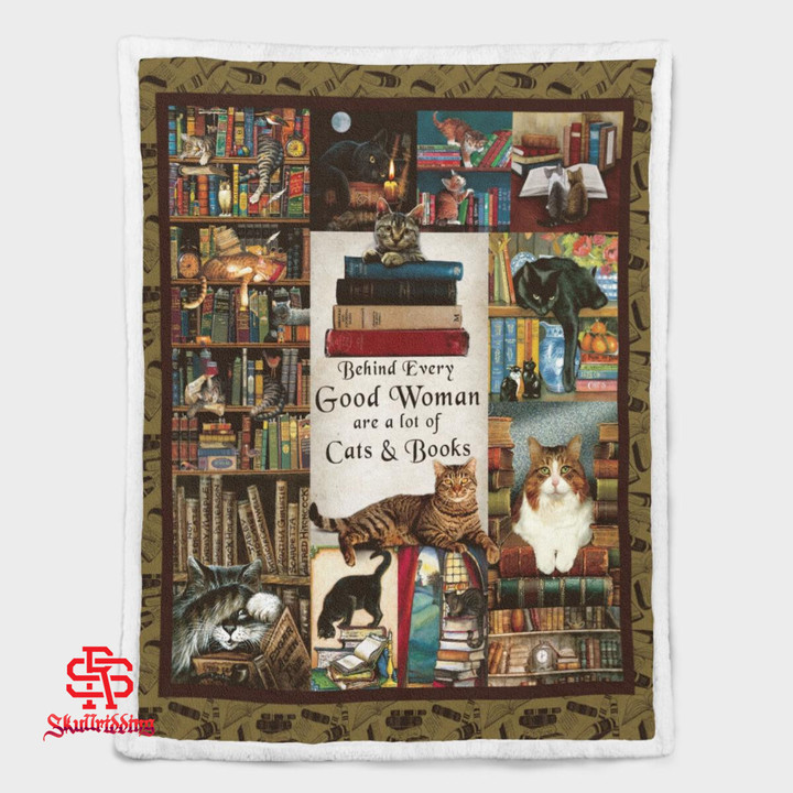 Behind Every Good Woman Are A Lot Of Cats And Books Blanket