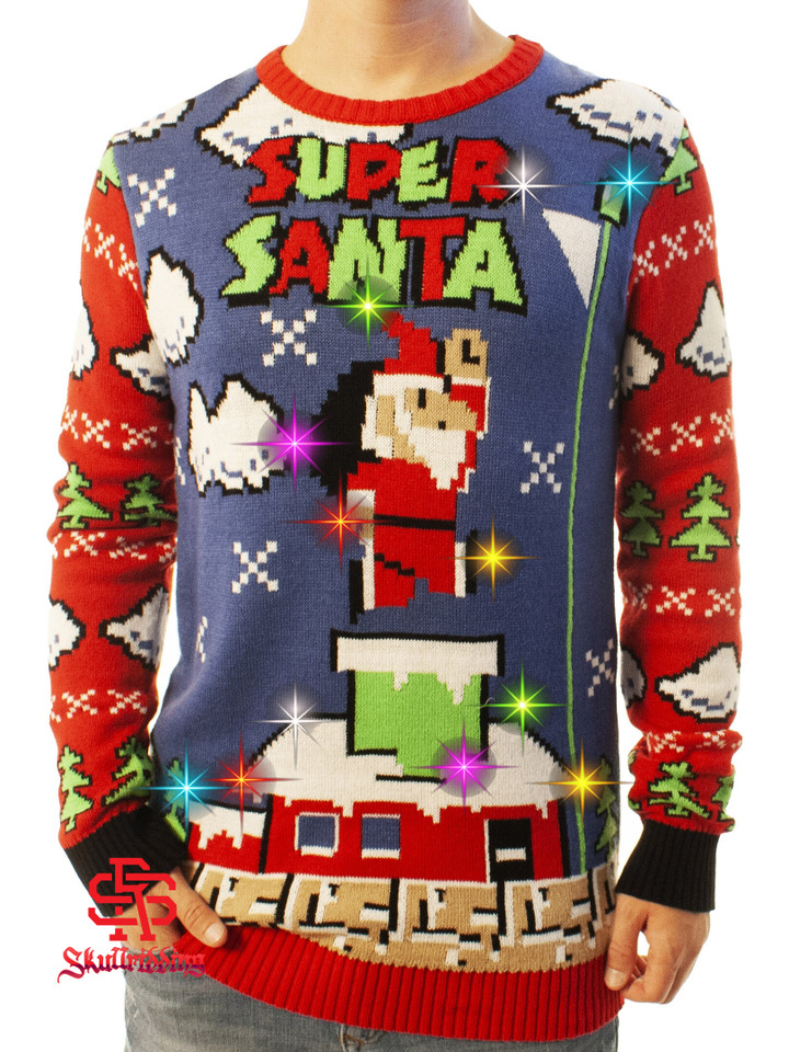 Light Up Super Santa Ugly Christmas Sweater
