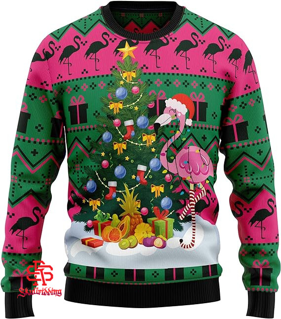 Flamingo Unisex Ugly Christmas Sweater For Women Men