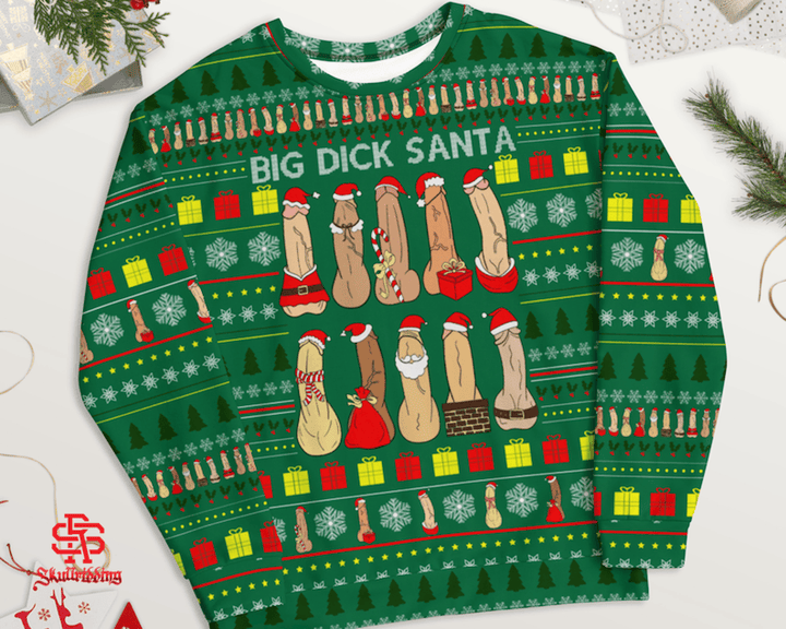 Merry Dickmas Ugly Christmas Sweater Dirty Christmas Sweater Naughty Christmas Green