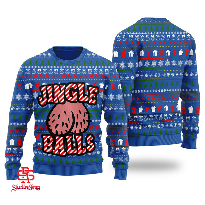Jingle Balls Naughty Ugly Christmas Sweater Royal