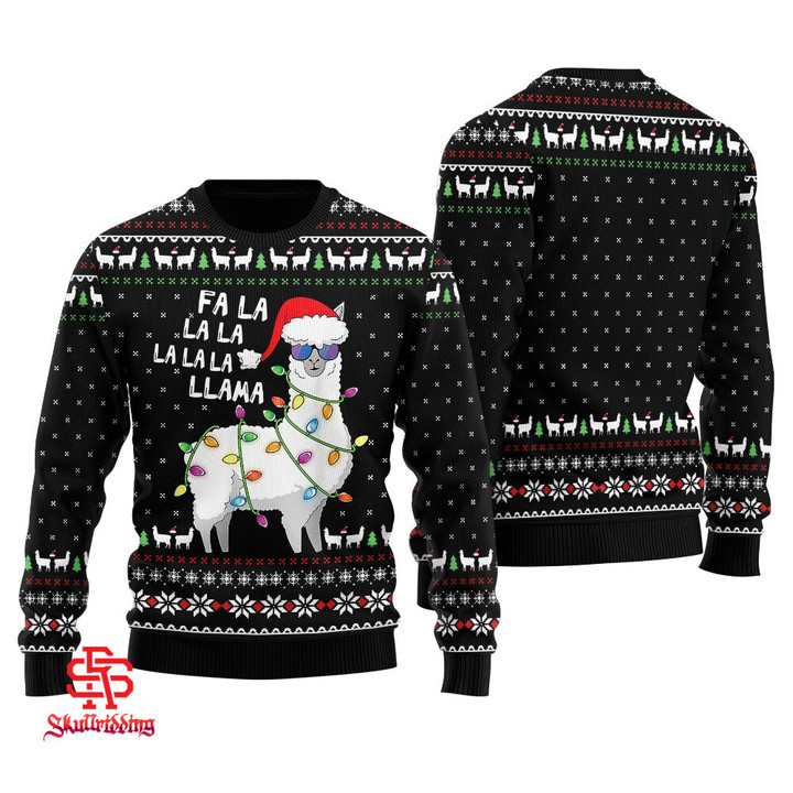 Cool Llama Ugly Christmas Sweater Black