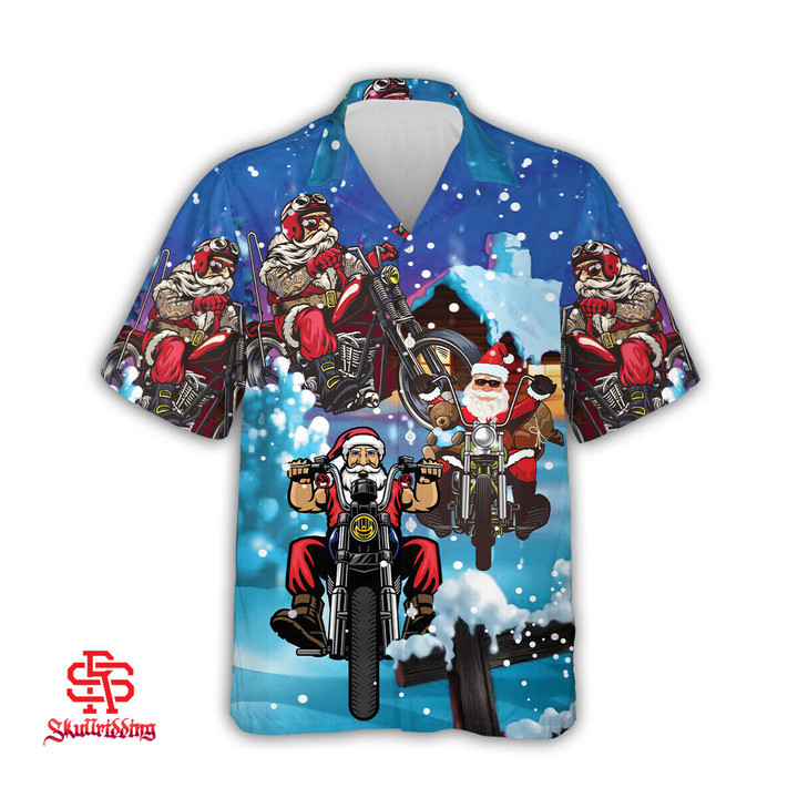 Cool Santa Claus Ride Motorbike Christmas