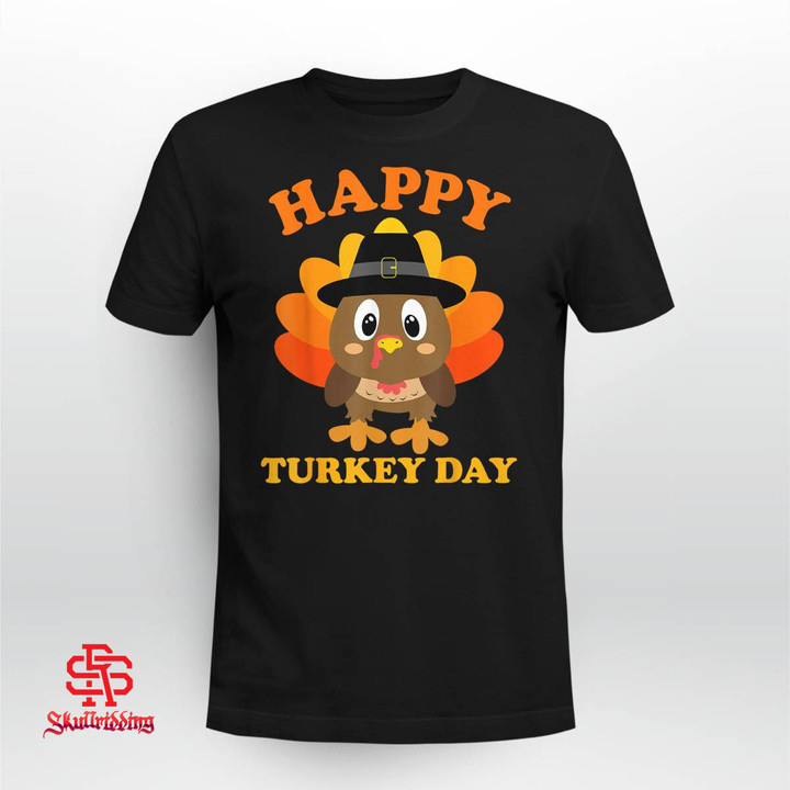 Happy Turkey Day Shirt Cute Little Pilgrim Gift Thanksgiving