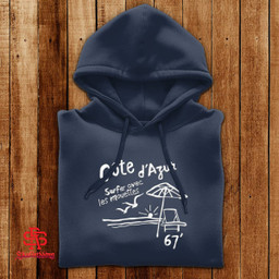 Cote D'azur Surfer Avec Les Mouettes Embroidered T-Shirt and Hoodie