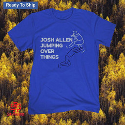Josh Allen Jumping Over Things Neon Hurdle - Buffalo Bills