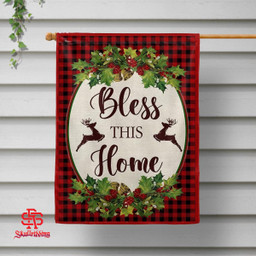 Bless This Home Christmas House Flag