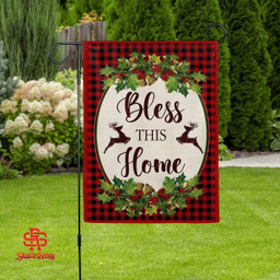 Bless This Home Christmas House Flag