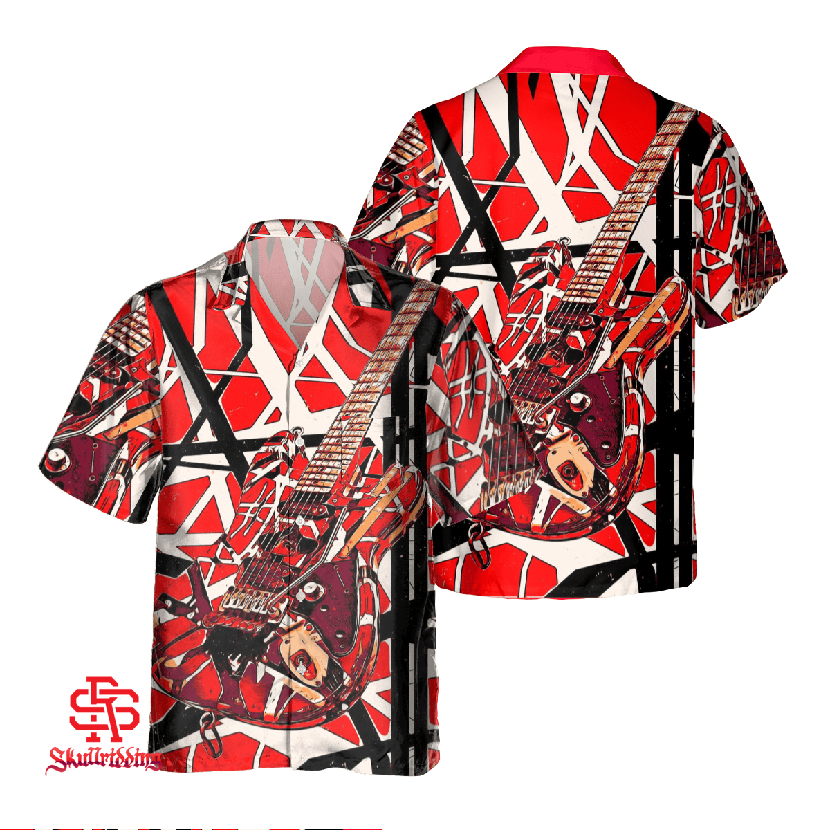 Eddie Van Halen Inspired Guitar Pocket Hawaiian Shirt