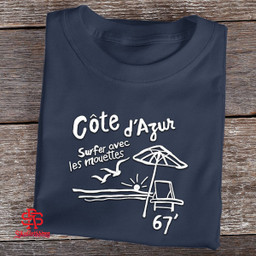 Cote D'azur Surfer Avec Les Mouettes Embroidered T-Shirt and Hoodie