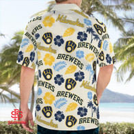 2023 Flower and Palm Trees Hawaiian Shirt - Milwaukee Brewers - Skullridding