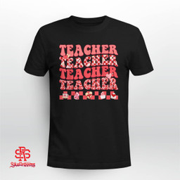 Teacher Valentine's Day Hippie Sweet Heart Teacher Womens