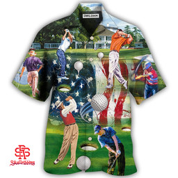 Golf Independence Day American Flag Hawaiian Shirt