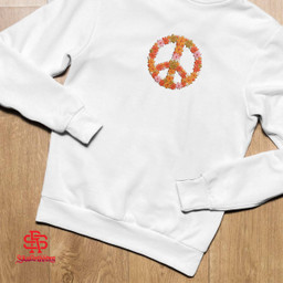 Peace and Love Hippie Daisy Flower Peace Sign Embroidered T-Shirt and Hoodie