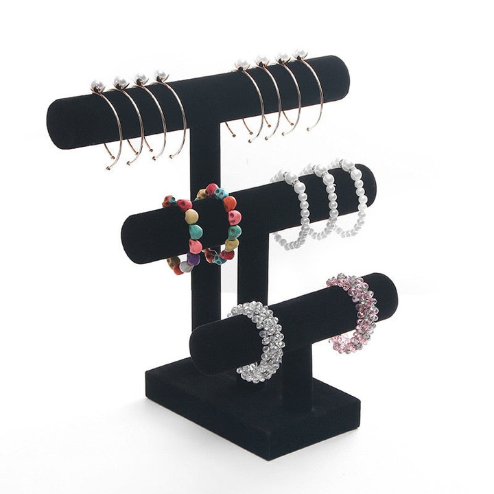 Bracelet Holder/3 Tier Natural Wood Round T-Bar Jewelry Display/Bracelet Holder diy/Bracelet jeweiry holder/bracelet display