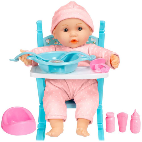 Realistic Baby Doll with Soft Body, Highchair, Potty, Accessories