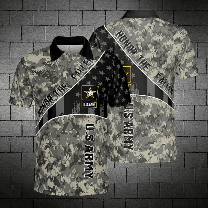 HONOR THE FALLEN-US ARMY 3D Polo All Over Printed-All Over Print Polo Shirt - Casual Polo Shirt - Unique Gift Ideas - Meaningful Presents-QU