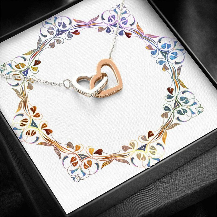 Interlocking Hearts Pendant Necklace | Gift For Daughter | Special Message in Gift Box Interlocking Heart Necklace Steel/ Gold Chain, Best Gift Idea, Christmas gifts