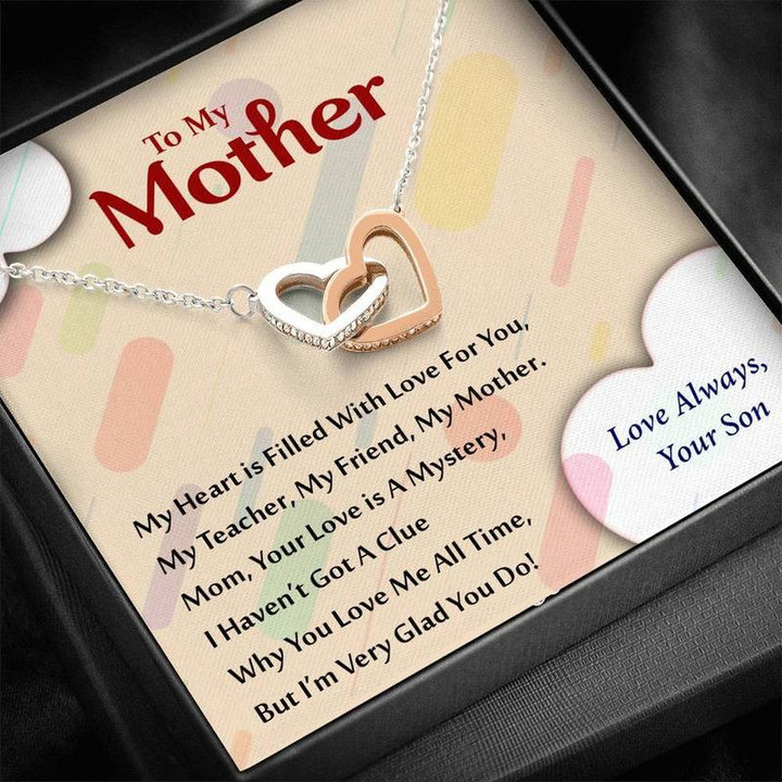 Mother Necklace - Son to Mom Interlock heart necklace