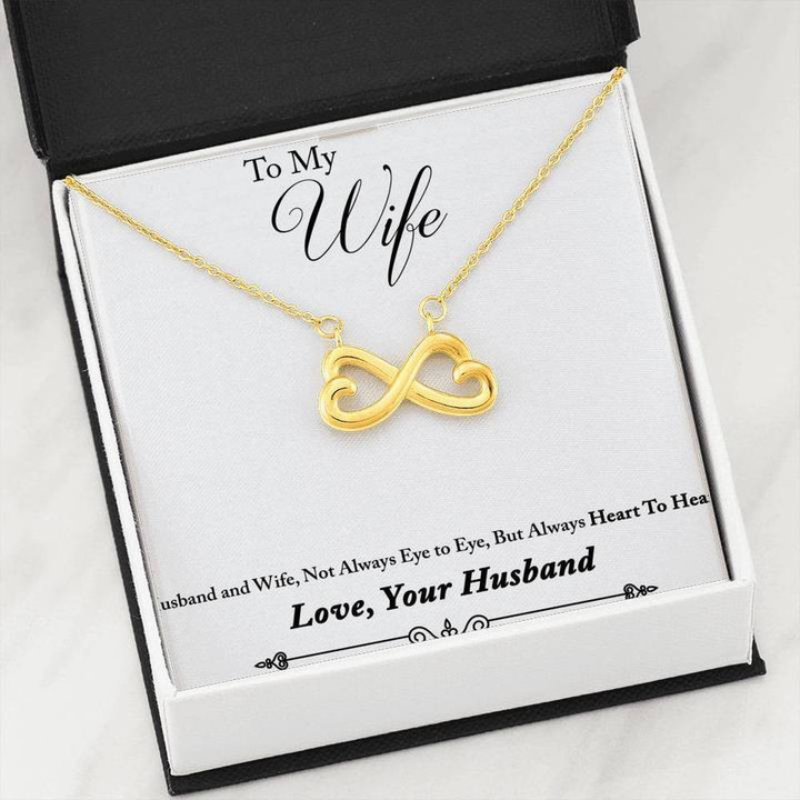 Infinity Heart Necklace, Husband to Wife-Always Heart To Heart Necklace Gold Finish Chain, Best Gift Idea, Christmas gifts