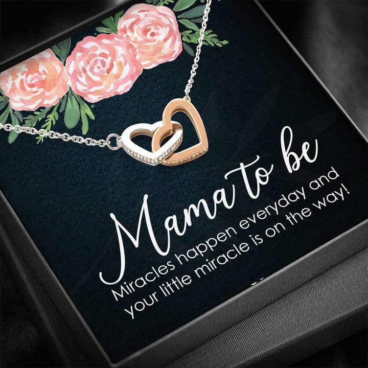 New Mom - Miracle Interlocking Heart Necklace Steel/ Gold Chain, Best Gift Idea, Christmas gifts
