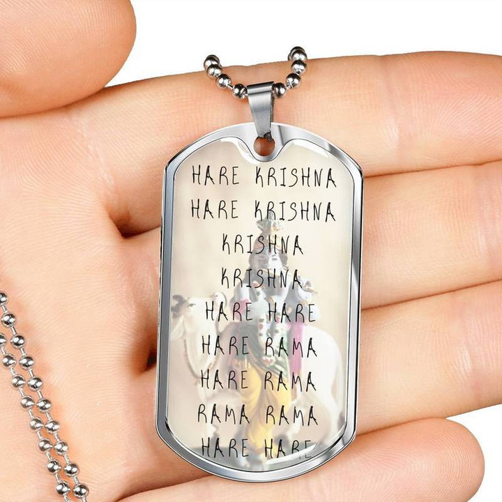 Hare Krishna ISCON Maha-Mantra Pendant Necklace Gift for Christmas, Gift idea for family,Jewelry Made in US