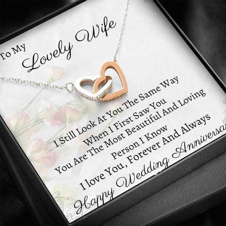 I Look At You The Same Way Interlocking Heart Necklace Steel/ Gold Chain, Best Gift Idea, Christmas gifts