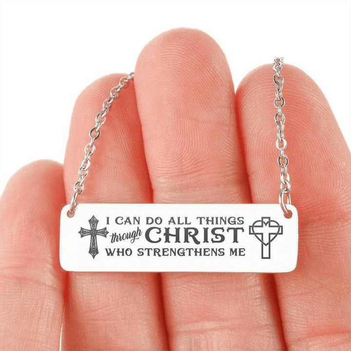 Horizontal Necklace - I can do All things through Christ