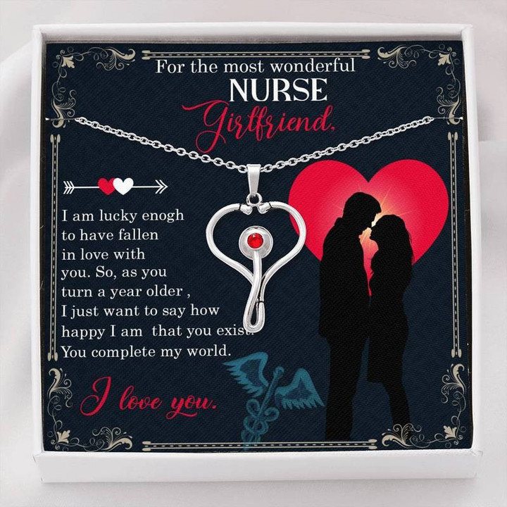 Stethoscope Swarovski Necklace - To My Nurse Girlfriend Gifts for Nurse, Nurse Birthday Gifts, Christmas gift for Nurses