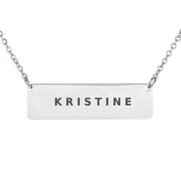 Personalized Necklace - Engraved Bar Necklace - Valentine�??s Gift - Name Necklace - Coordinates - Best Friend Necklace - KRISTINE Name Necklace