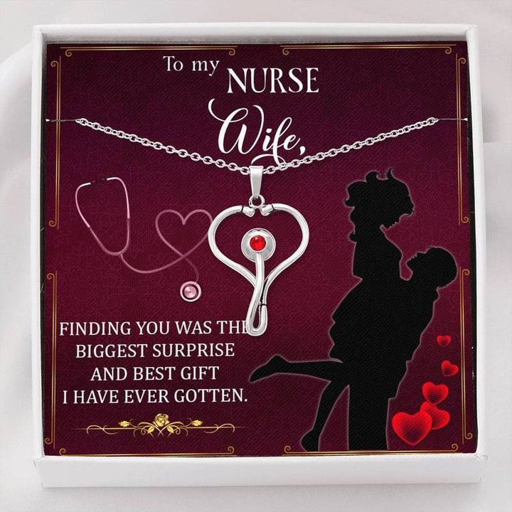 Stethoscope Swarovski Necklace - To My Nurse Wife 00 Gifts for Nurse, Nurse Birthday Gifts, Christmas gift for Nurses