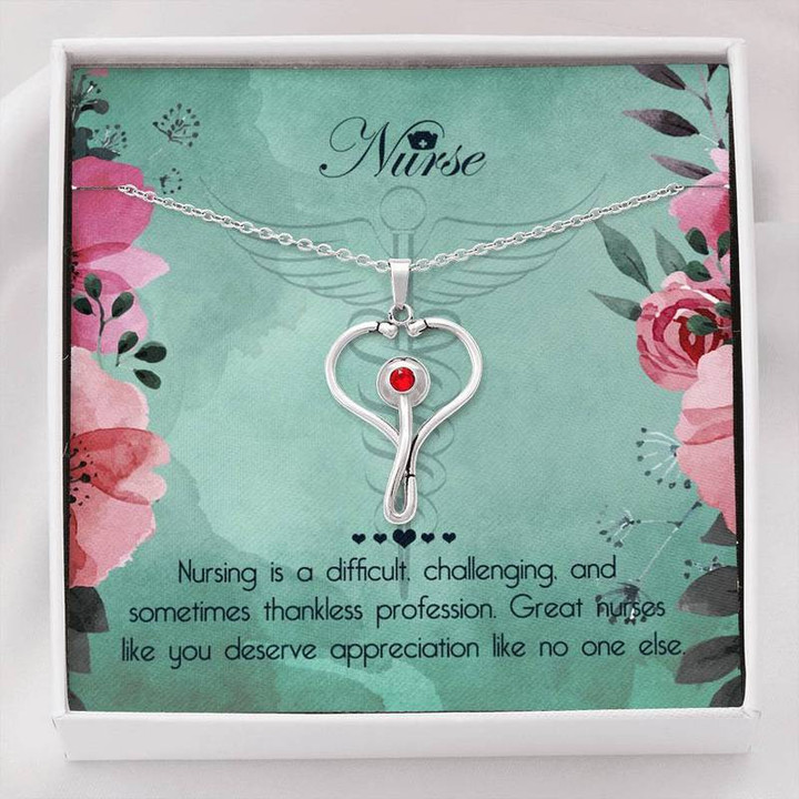 Nurse Stethoscope Necklace - With Message Card Gifts for Nurse, Nurse Birthday Gifts, Christmas gift for Nurses