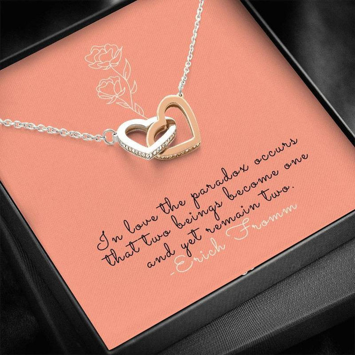 Interlocking Hearts Necklace Inspirational Message Card Interlocking Heart Necklace Silver Gold Chain, Best Gift Idea, Christmas gifts, Birthday gift