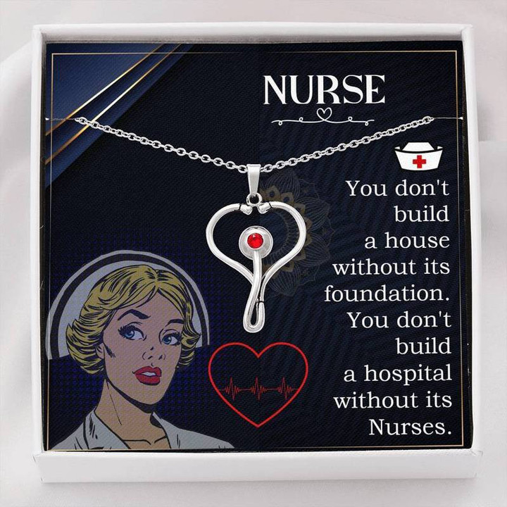 Nurses Are The Foundation Stethoscope Pendant Necklace Gifts for Nurse, Nurse Birthday Gifts, Christmas gift for Nurses