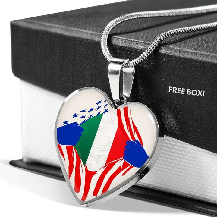 Italian American flag necklace new Necklace Steel/Gold Chain, Best Gift Idea, Christmas gifts, Birthday gift