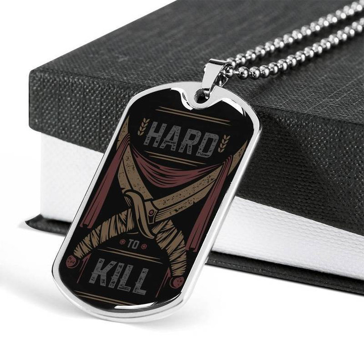 Hard To Kill Dog Tag Necklace Men Dog Tag Military Ball Chain Father's Day Idea, Gift for Father, Husband, Son