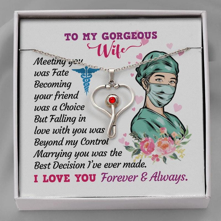 NURSE WIFE -STETHOSCOPE NECKLACE Gifts for Nurse, Nurse Birthday Gifts, Christmas gift for Nurses