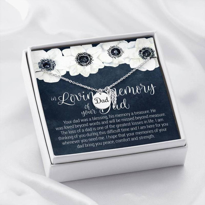 In Loving memory of Your Dad - Loss of Daddy - Funeral gifts- Sympathy gifts- Memorial Necklace Polished Stainless Steel Father's Day Idea, Gift for Father, Husband, Son