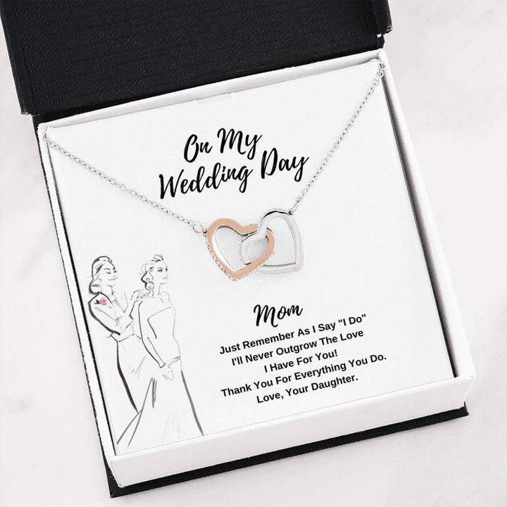 On My Wedding Day Thank You For Everything You Do Interlocking Heart Necklace Silver Gold Chain, Best Gift Idea, Christmas gifts, Birthday gift