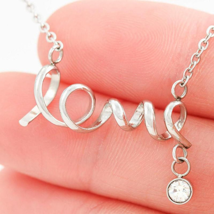Happy love Valentines Day Scripted Love Necklace