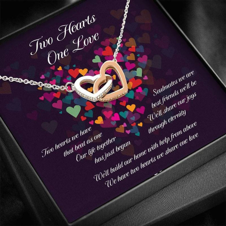 Interlocking Hearts Necklace Interlocking Heart Necklace Silver Gold Chain, Best Gift Idea, Christmas gifts, Birthday gift
