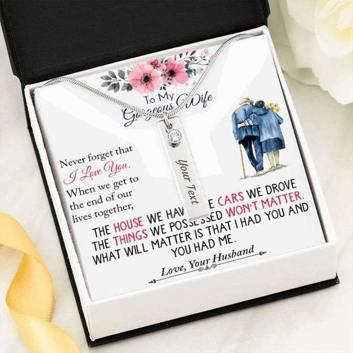 Never Forget That I Love You Birthstone Name Necklace Birthstone Name Necklace (Stainless Steel)