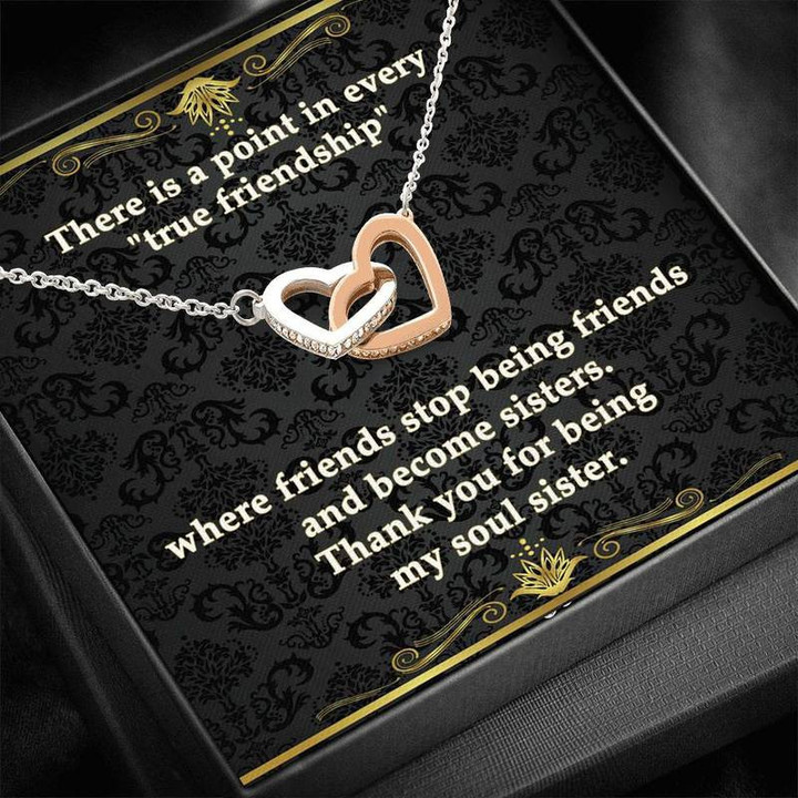 Soul Sisters Bond Necklace Interlocking Heart Necklace Silver Gold Chain, Best Gift Idea, Christmas gifts, Birthday gift