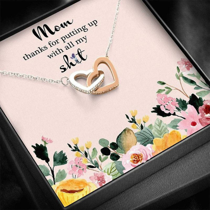 Perfect Gift For Your Mom Interlocking Heart Necklace Steel/ Gold Chain, Best Gift Idea, Christmas gifts