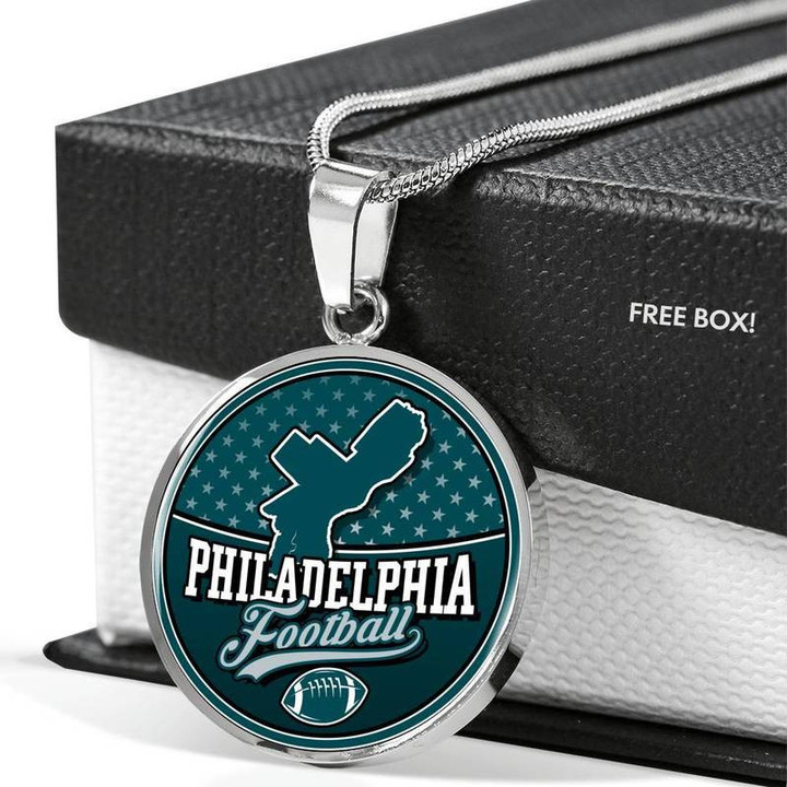 Philadelphia Eagles Premium Circle Pendant Luxury Necklace Steel/Gold Chain, Best Gift Idea, Christmas gifts