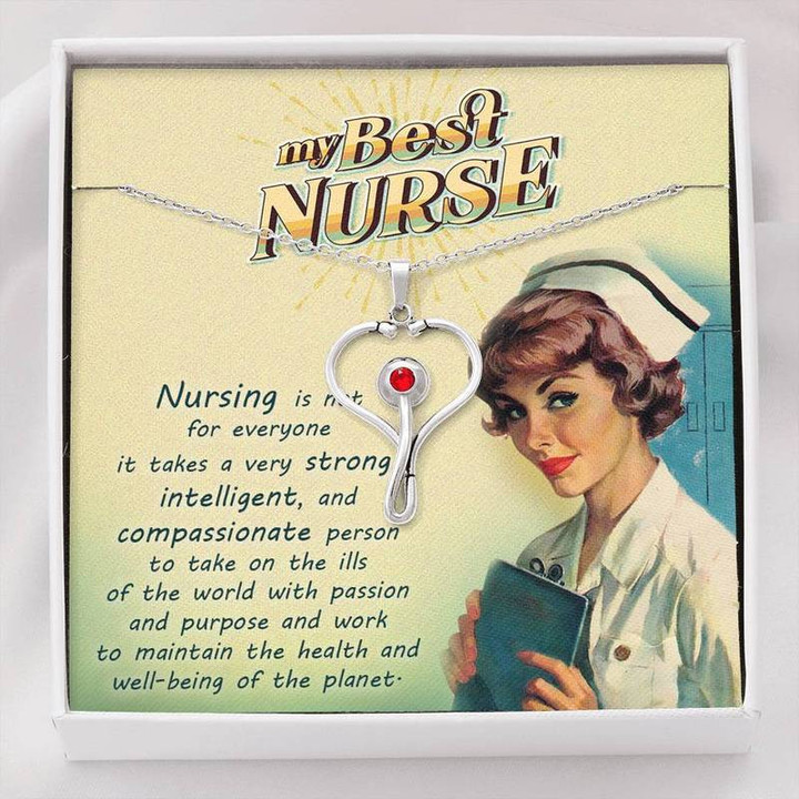 My Best Nurse - Stethoscope Necklace -  Gifts for Nurse, Nurse Birthday Gifts, Christmas gift for Nurses