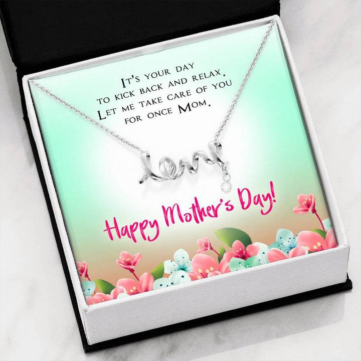 To My Loving Mom - Happy Mother's Day- Scripted Love Necklace Gift for Christmas, Gift idea for family,Jewelry Made in US