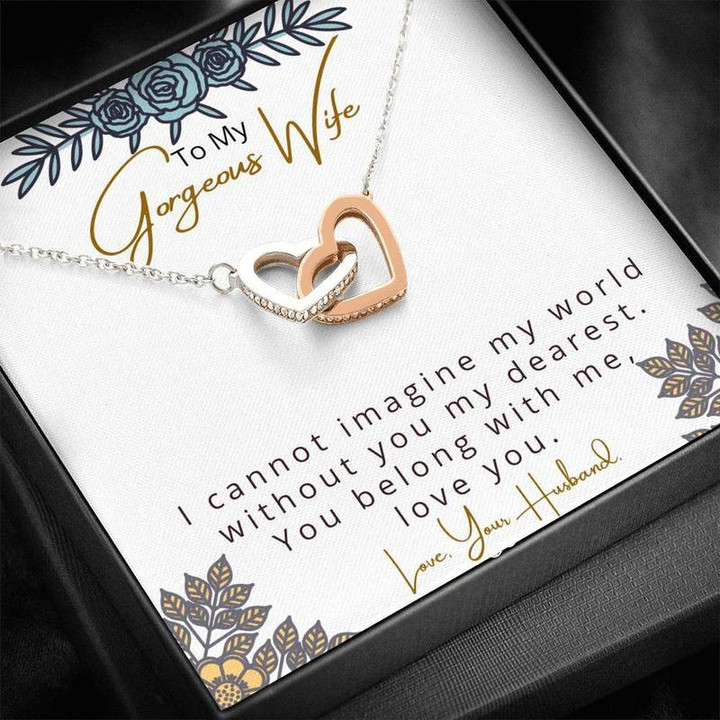 To My Wife, Gift For Wife, Interlocking Heart Gift for Wife, For Wife Interlocking Heart Necklace Silver Gold Chain, Best Gift Idea, Christmas gifts, Birthday gift
