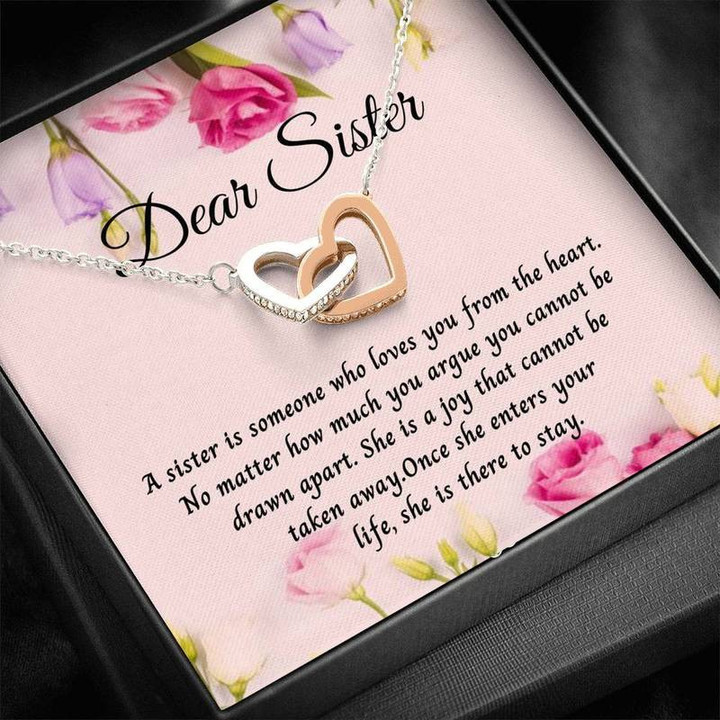 Best Gifts for My Dear Sister Interlocking Heart Necklace Silver Gold Chain, Best Gift Idea, Christmas gifts, Birthday gift